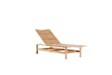 Taking its formal cues from the Charles and Ray Eames's molded ply leg splint, DWR's Elan chaise made of FSC-certified teak brings the sculpted lines of molded furniture to the outdoors.