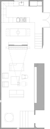 The floor plan of the main room, including the media room, dining area and kitchen. Image courtesy Curtis Popp