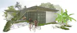 "Cycle House" revolves around the idea of open and closed spaces that promote and facilitate a healthy lifestyle. The design defines two types of spaces: solid spaces (ie. rooms and bathrooms), which are the only completely closed structures and independent of the house, and open spaces, which are lined with blinds and sliding screen doors. Additionally four green spaces are to be planted with medicinal herbs to help patients with the preparation of tizanas or aromatherapy. Stationary bicycles in the Cycle House also generate electricity and are able to be detached to be used for local transportation.  

Designed by Henry Luis Oquet, Kenneth Lopez, Arlin Morales, and Pedro Almonte.