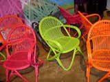 A day-glo set of chairs exhibited at the 2011 IDS Toronto.