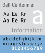 "Bell Centennial" designed by typographer Matthew Carter in 1976-1978. Carter is still active designing typefaces today, including the recently released "Carter Sans." Click here to read more about Carter's new typeface.  Search “slideshows” from Carmody Talks Typefaces