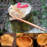 As the site started to develop, wonderful opportunities came along to leverage some of the cut timber. A friend, Terry Doyle, who I actually met through the Facebook page I had started for the project came out one Saturday and took some remnant timber and made us a small salad bowl from part of a cherry tree stump.  Search “dipiwuqi.blogspot.com” from Building the Maxon House: Week 3