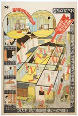 This Japanese infographic describes what to do in the event of an air raid. 

"Guideline for an Air Raid", Tokyo, 1943, The Wolfsonian-Florida International University, Miami Beach, Florida, The Mitchell Wolfson, Jr. Collection.