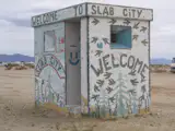 I came across this welcome sign to Slab City. It wouldn't be so forbidding if it weren't in a big patch of desert on the side of the road.
