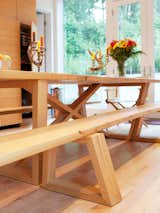 A closer look at the dining table and bench joinery.