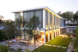 A Proto Homes design in Baldwin Hills in Los Angeles glows at night.