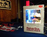 MakerBots was also exhibiting in the Fiesta Hall, with three Thing-O-Matics on display. The rapid-prototyping machines are robots that melt plastic and reform it into small items like plastic gears of small toys. Machines such as these used to cost tens of thousands of dollars, but now companies like MakerBot have brought the price down to just over $1,000.