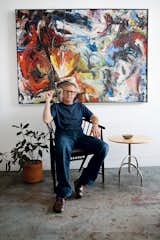 Proprietor Chris Houston holds court in a Sonna Rosen chair from 1948 in front of a Kyran Aviani oil painting. Next to him is a 1993 Lawrence Laske Saguaro Cactus table.  Search “airpods+pro的麦克风怎么样【A+货++微mpscp1993】” from Consumer Retorts