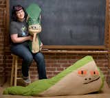 Here's Bonnie proudly posing with her Acklay head and Jabba the Hutt body pillow.