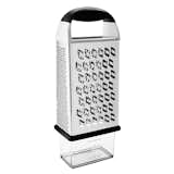 The stainless steel Box Grater, available in September, eliminates the need for multiple graters as well as the need for a cutting board on which to grate. It features coarse, medium, and fine grating surfaces and a box at the bottom to catch your shredded goods. After you've washed up, store the box inside the grater to save space.