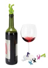 The new Drink Buddy wine topper and wine glass identifiers from Umbra.