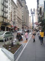 Here you can see pedestrians already embracing the design. Hood also pointed to a lack of street seating as a problem that he hoped to rectify. And if it turns out that more tables and benches would be nice, "If we need more benches and tables, we'll just make them and install them." 

Don't miss a word of Dwell! Download our  FREE app from iTunes, friend us on Facebook, or follow us on Twitter!