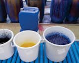 The inks are stored in plastic wrap–covered buckets, which prevents a thick, top layer from forming. Each day, the color kitchen prepares hundreds of pounds of ink for the hues needed for the following day’s printing. “Thanks to having our own facilities, we can react quickly to sales,” Salmi says.