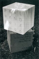A gravestone for designer Paul Rand as seen on Commune Design.