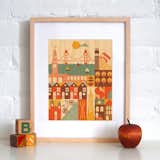 San Francisco print on maple veneer, $15.  Search “gothenburg landmarks architectural print maple frame” from New From Petit Collage