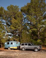 The Cricket was easy to move throughout the 9E Ranch property. Finney designed the camper so that a car as small as a Subaru Outback can haul it around. "The hope is that you already own your towing vehicle," he says.  Photo 14 of 15 in Modern NASA-Inspired Cricket Trailer