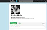 According to Philip Roth's twitter, he's a "Novelist, Newark Native, HUUUUUUUUUGE fan of The Apprentice."