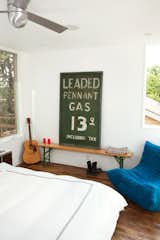 A vintage "Leaded Pennant Gas" sign in the Suttles and Shah residence.