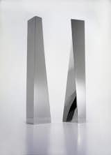 Crevasse Vases, 2005. Zaha Hadid (Iraqi, b. 1950). Stainless steel. 16 9/16 x 3 1/8 x 2 3/8 in. Silver. “Crevasse” design Zaha Hadid, Flower vase in 18/10 stainless steel. Production Alessi Spa, Italy.