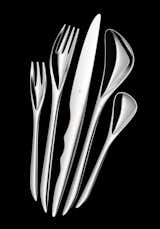 WMF Flatware (5 piece), 2007. Zaha Hadid (Iraqi, b. 1950). Stainless steel. Dinner Fork: 8 3/4 in, Salad Fork: 6 5/8 in, Dinner Knife: 9 1/8 in, Teaspoon: 5 7/8 in, Soup Spoon: 8 7/8 in. Made by Württembergische Metallwarenfabrik AG, Geislingen, Germany. Photography courtesy of Zaha Hadid Architects.