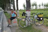The author taking a break along the road from Beijing to Shanghai to snap this self-take photo.