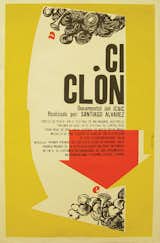 Here's a poster for the Cuban film "Cyclone" designed in 1965 by Rene Azcuy Cardenas.