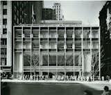 The Manufacturers Hanover Trust Building (shown here in 1954) is located at 43rd Street and Fifth Ave. in New York City. The open steel-and-glass facade is considered a model of Modernist design.  Photo 1 of 11 in Friday Finds 10.07.11