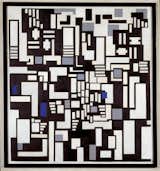 Born Emile Kupper, Theo van Doesburg (here with Composition IX; Opus 18 (Decomposition of The Card Players) from 1917-18) was one of De Stijl's leading artists and theorists. Oil on canvas in a wooden frame covered with oil paint, 127 x 117 cm. Gemeentemuseum Den Haag, gift of Nelly van Doesburg, 1935.