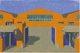De Stijl rarely skimped on color, one of the pleasures of this brand of Dutch design. Jan Wils, Presentation drawing of the entrance to the C. Bruijnzeel office building and door factory in Purmerend, 1920, pencil and gouache on paper. Collection of the NAi, Wils archive, Rotterdam.  Photo 8 of 12 in The Story of De Stijl by Aaron Britt