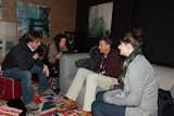 More partygoers recline on a Soho sofa from Poliform, with the Anglophilic Hey Jack tile from FLOR underfoot.  Photo 5 of 11 in Dwell Lounge at Sundance by Aaron Britt