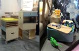 I noticed a lot of compartmentalization in the furniture shown at Maison & Objet, from a Mondrian-esque coffee table to the filing cabinets shown by LABT (left) out of Ghent, Belgium, and the containers designed by Cédric Ragot for Roche Bobois (right).