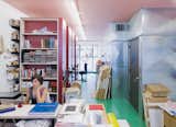 The studio space includes room for the full-time archivist to work. Note the library-style storage along the wall, with shelves that crank along a track.  Photo 3 of 22 in Coolest Homes for Artists & Art Collectors by Jaime Gillin