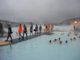 In what was the certainly the most surreal—and coldest—fashion show on earth, Iceland's 66 North showed off their latest line of outerwear at Blue Lagoon, a geothermal-heated spa and swimming hole located about an hour from downtown Reykjavik. Throngs of slack-jawed swimmers bobbed in disbelief as stocking-clad Nico lookalikes strutted along an ice-covered catwalk above the eerily blue waters of steamy water below. An alien landscape if there ever was one.