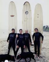 Gesner on the beach with his sons, late 1990s. From left: Zen, Jake, Gesner, and stepson Casey Dolan.

Credit: Courtesy of Harry Gesner