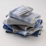 I am smitten with these striped chambray-and-terrycloth towels from Japan. Want, want, want!