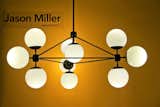 Roll &amp; Hill founder Jason Miller refitted his Modo Lamp to take the Pharox 400xl bulbs, created a brilliant soft glow see across the room. The Modo Lamp is made of anodized aluminum and glass.