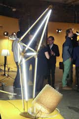 Bec Brittain presented her new SHY Floor lamp (left) and Dror Benshetrit his 3D printed QuaDror light (right), which folds flat and is currently on exhibition at Material ConneXion in New York.  Search “quadror action” from Dwell Light & Energy Issue Launch
