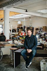 Mitchell Joachim sits in the Brooklyn studio of Terreform ONE.