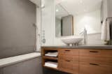 The bathroom features fixtures by Duravit and Hansgrohe.