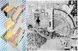 Drawings by Helmut Jahn (left) and Aldo Rossi (right) from The Architectural Review.