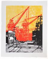 "Dogpatch" linocut by Eric Rewitzer for 3 Fish Studios.