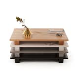 The Range Life II Pallet Coffee Table by Jonah Takagi for MatterMade is a slim maple table that can be stacked in various configurations. It comes in four shades.