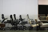 An assortment of office chairs.