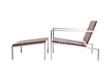 Edwin Blue’s Rise lounge chair and ottoman are made from FSC-certified machiche and polished stainless steel.