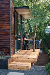 Studio owner Joey Williams uses his space to work from home as an Austin-based media director.  Photo 9 of 11 in Prefab by Lisa Cochran from On Your Mark, Get Sett