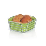 The Delara bread basket by Blomus features a lime green insert. There's also an equally attractive new design from the company, which is called Dessa. It comes in tangerine orange, lime green, bright red, and neutral tones.