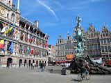 Here's the city's 16th-century Grote Markt, or Central Square, with its grand city hall and a fountain depicting the Roman soldier Brabo throwing a giant's severed hand into the river—part of a medieval legend that gave the city its name (the act of throwing the hand is referred to as 'handwerpen' in Flemish). Today you see the hand icon everywhere in Antwerp, from the town flag to boxes of hand-shaped chocolates.