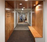 Another sustainable attribute in Greiner Hall, a dorm that houses up to 600 sophomores on campus, are the Plyboo walls throughout.