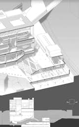 This model illustrates how this urban retail would play into the walkable space of the Axial Platform. The pedestrian park overlaps into the shopping area, making it accessible for anyone in the area.