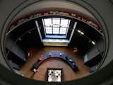 The view looking down from the cupola. The Prism installation was particularly tricky to install as all of the components and structural elements had to be carried up via the narrow winding staircase or hauled up through this small opening.
